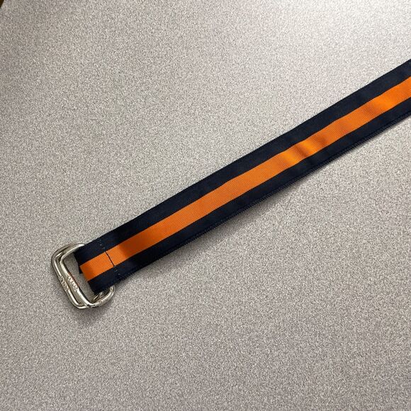 Vtg Polo Ralph Lauren Mens Belt Blue Striped Grosgrain D-Ring Buckle Embossed - Picture 4 of 8